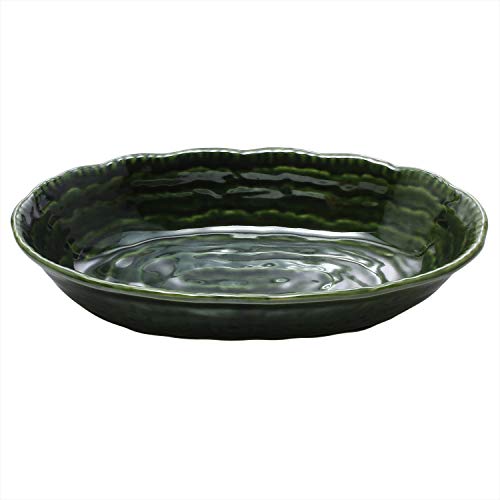 萬古焼 六兵衛 楕円鉢 織部釉 17168