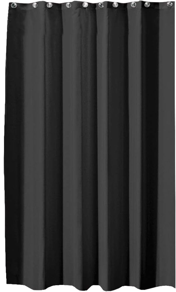 iDesign Cortinas de baño de tela, cortina impermeable de poliéster con tamaño de 180,0 cm x 200,0 cm, cortina de ducha lavable con borde reforzado, negro
