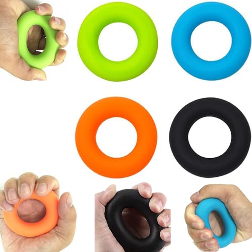 Pvieked Hand Exerciser, 4pcs Silicone Rings, 30-60lbs Grip Strengthener, Forearm Strengthener, Great for Sports & Fitness