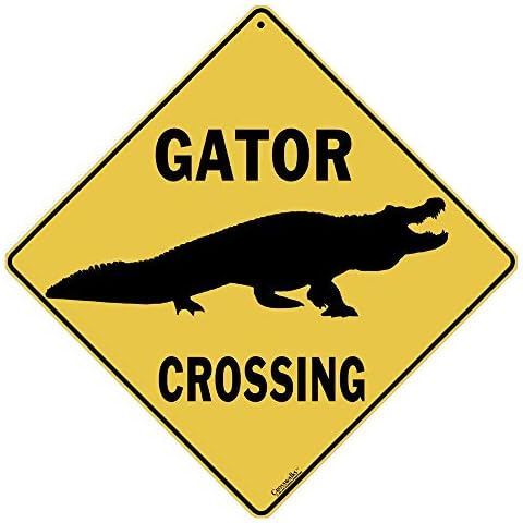 CROSSWALKS Gator Silhouette 12" X 12" Aluminum Sign (X410) Cover