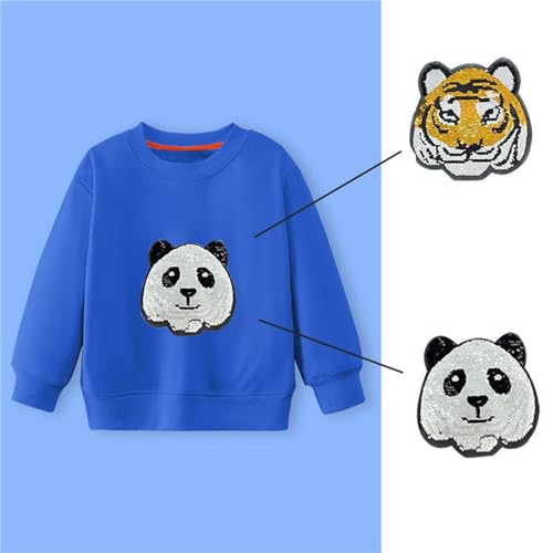 Pullover Sweatshirt for Kids Boys And Girls Pullover Spring And Autumn Color Sequins Big Children Boys (Blue, 6-7 Years)2