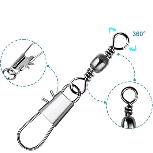 Set 200 piezas giratorios de acero inoxidable para pesca miniatura 6