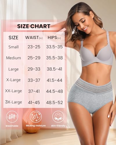 Image of High Waisted Postpartum Underwear Womens Cotton Underwear Soft Breathable Full Coverage Stretch Panties Multipack