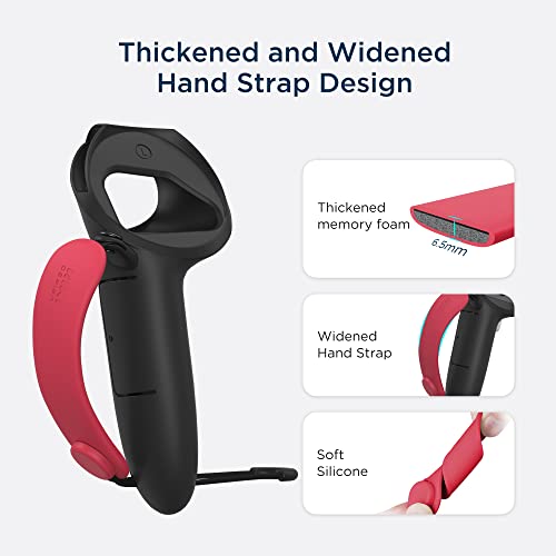 Kiwi Design Controller Grips Cover With Battery Opening Adjustable With Knuckle Straps, Perfect Match For Beat Saber Compatible With Quest 2 Accessories (Bk+Rd+Bu) #TOP5