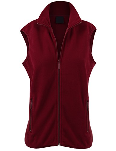 KOOLDO Unisex Soft Classic Polar Fleece Zip Up Vest Windbreaker-XL-Burgundy