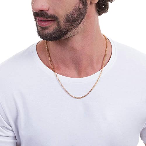 Corrente Masculina Rommanel Banhado Ouro Fio Tela Cilíndrico 60 CM 531133
