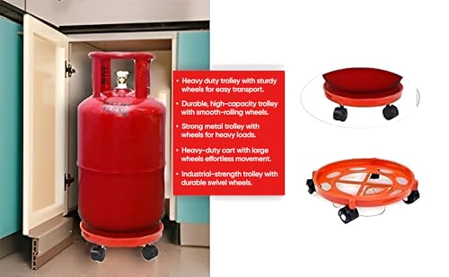 Image of Rincy Plastic Wheel LPG Gas Cylinder Trolley with 4 Wheels (1 Pc) - RG Gas Cylinder Trolley (Multicolor, Pack of 1)