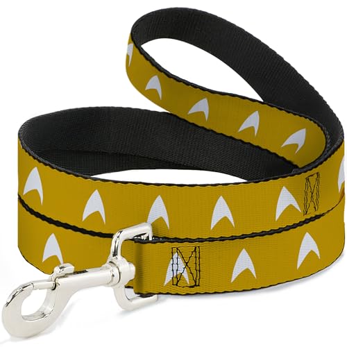 CBS Studios Inc. Pet Leash, Dog Leash, Star Trek Starfleet Insignia Golden Yellow White, 6 Feet Long 1.0 Inch Wide