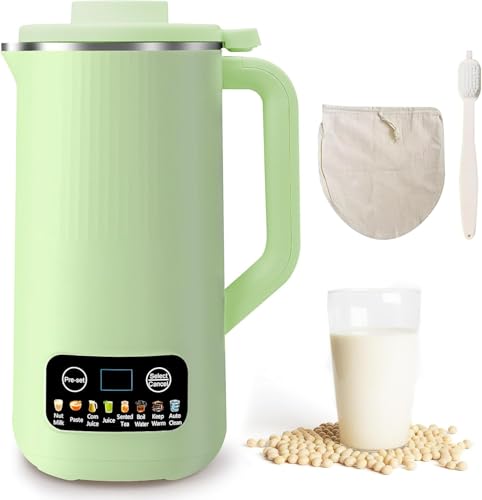Automatic Soy Milk Maker - 20 Oz, Stainless Steel, Green