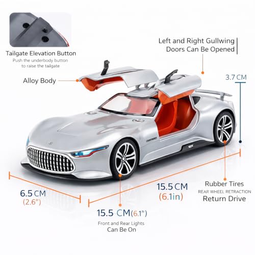 Image of Magicwand 1:32 Scale Die-Cast Metal AMG-GT Vision with Openable Doors & Pull Back Action (Colors as Per Stock)