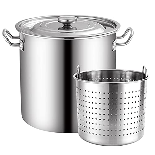 P9IDEDFH Home Stainless Steel Crawfish Seafood Stockpot - w/Strainer Basket & Lid for Steam and Boiling Deep Frying,5050cm (45 * 45cm)