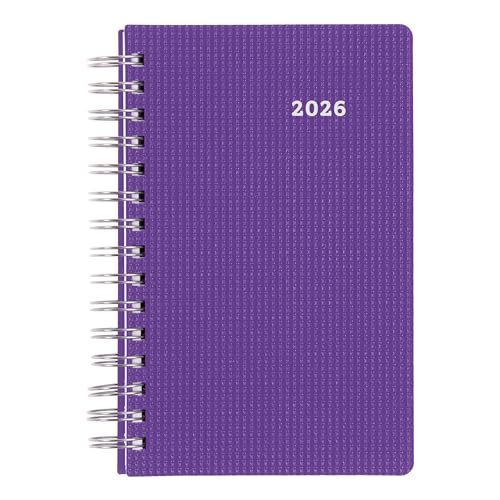 BROWNLINE DuraFlex - Agenda diaria con citas 2026, encuadernación de doble alambre, cubierta de poliéster de dos piezas, color morado