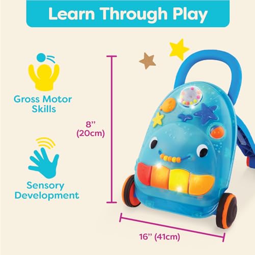 image for B. toys – Walk 'n' Play – Ride On Musical Activity Walker – Whal