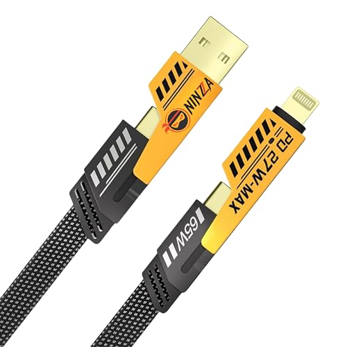 Ninzza QuadCharge 4-in-1 Fast Charging Cable | USB to Type-C, USB-A to C, C to C & Cable for iPhone | 60W PD Data Cable C Type, Braided Nylon Zinc-Alloy | 1.2m Multi Device Charger