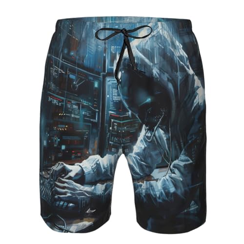 Hacker Attack Print Stylish Beach Shorts Swim Trunks Lightweight Breathable Summer Outdoor Activities4