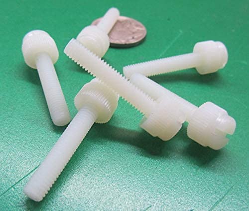 Nylon Knurled Slotted Head Thumb Screws Natural 10-32 x 1.00 Length, 100 Pcs