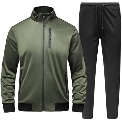GYMELITE Men's Athletic Full Zip Tracksuit Set Fashion Workout Sweatsuit Track Long Sleeve Jackets and Pants 2 Piece Outfit Cover