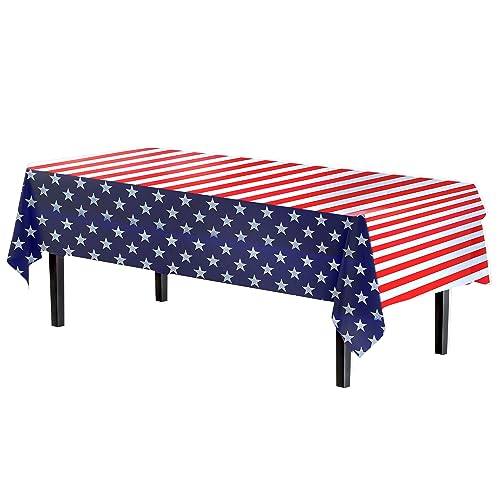 Image of Party Solids Patriotic Rectangular Plastic Tablecloth - 54x108 Inch, Pack of 24