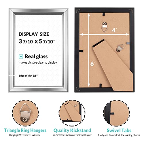 Lavie Home 4X6 Picture Frames (6 Pack, Silver) Simple Designed Photo Frame With High Definition Glass For Wall Mount & Table Top Display, Set Of 6 Classic Collection #TOP3