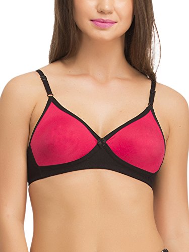 Image of Clovia Women's Cotton Rich Solid Non-Padded Full Cup Wire Free T-Shirt Bra - Black