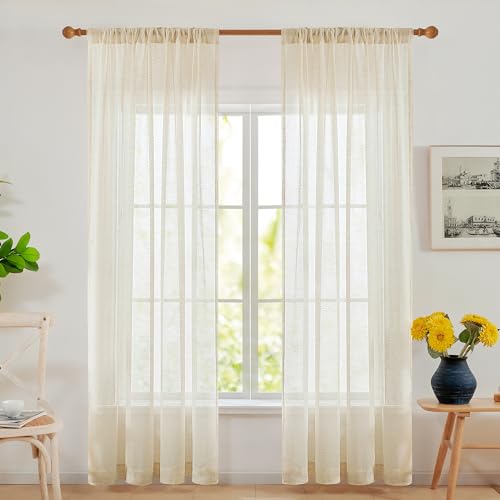 Deconovo Light Filtering Sheer Curtains 95 Inches Long for Living Room