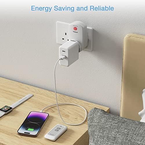 Remote Control Plug Sockets, TESSAN Wireless Remote Control Sockets with 30m Operating Range, Programmable Remote Socket Switch Work for Household Appliances, 1 Pack Socket and 1 Remote
