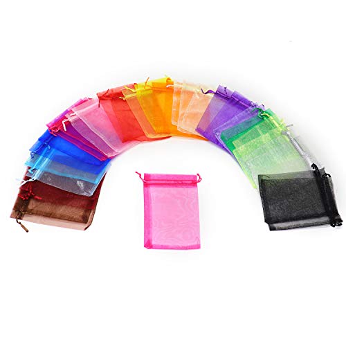 Image of Dealglad 100pcs Drawstring Organza Jewelry Candy Pouch Party Wedding Favor Gift Bags (6x8, Mixed Color)