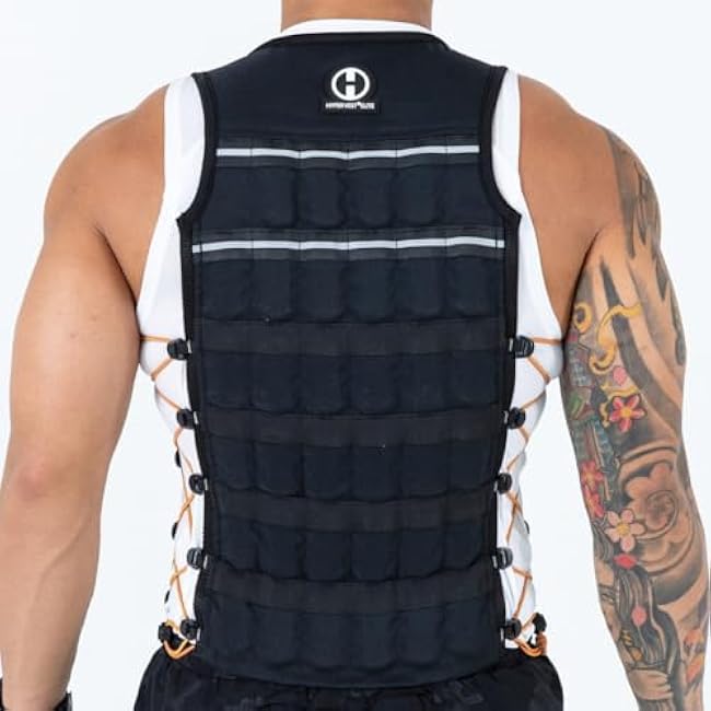 Hyperwear Hyper Vest ELITE Fully Adjustable Weight Vest - Stretch CORDURA? Fabric Zipper Thin Steel Weights - Weighted Vests for Running, Strength, Endurance, Walking - Sizes S, M, L, XL
