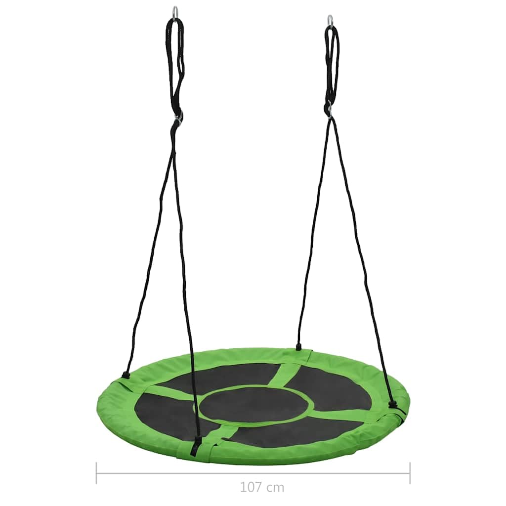 Altalena per bambini, verde, diametro 110 cm, con corda regolabile, fino a 100 kg, per giardino, terrazza, parco giochi all'aperto