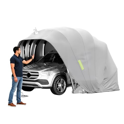 ACLFF Halbautomatische Faltgarage Auto Mobile Carport aus Edelstahl Abschließbar Kälte Regenfest für SUV Pick-up Dunkelgrau
