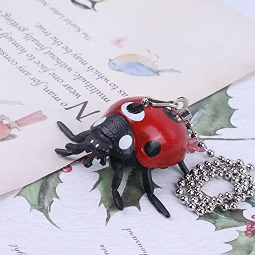 Image of Ladybug Ceiling Fan Pull Chain,12in Cute Insect Ladybird Fan String Pulls Charm Extension Decorative,3mm Diameter Beaded Fan Light Pull Chains Extender Ornaments with Connector for Kids Room