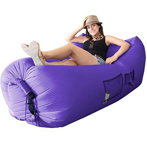 EasyGO Products Woohoo 3.0 Giant Outdoor Inflatable Lounger with Carry Bag, Purple