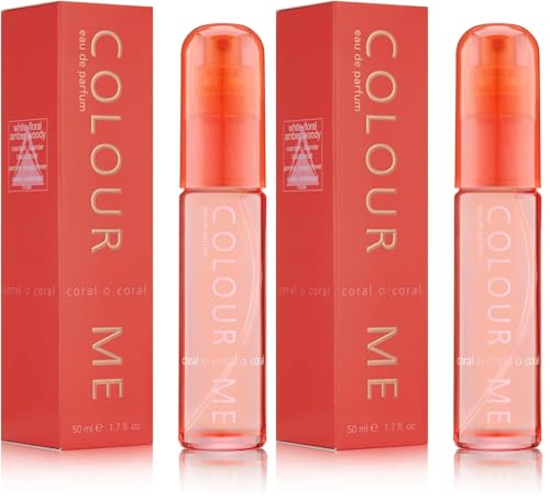 COLOUR ME Coral Perfume for Women. 50ml Eau de Parfum. Long-Lasting Luxury Fragrance for Women - Ladies Perfume by Milton-Lloyd (Pack of 2)