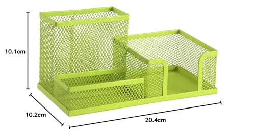 D.RECT KOMO Schreibtisch-Organizer – 3-Fächer-Stiftehalter aus Metallgitter – Multifunktions-Utensilo für Büro-Accessoires, Limettengrün