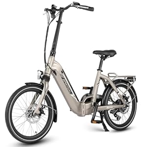 SPATIAL E-bike 20 inch (50,8 cm), vouwfiets, 250 W, met afneembare lithiumbatterij, 36 V, 10,4 Ah, elektrische fiets voor dames en heren, e-bike voor werk, wandelen, school (champagne)