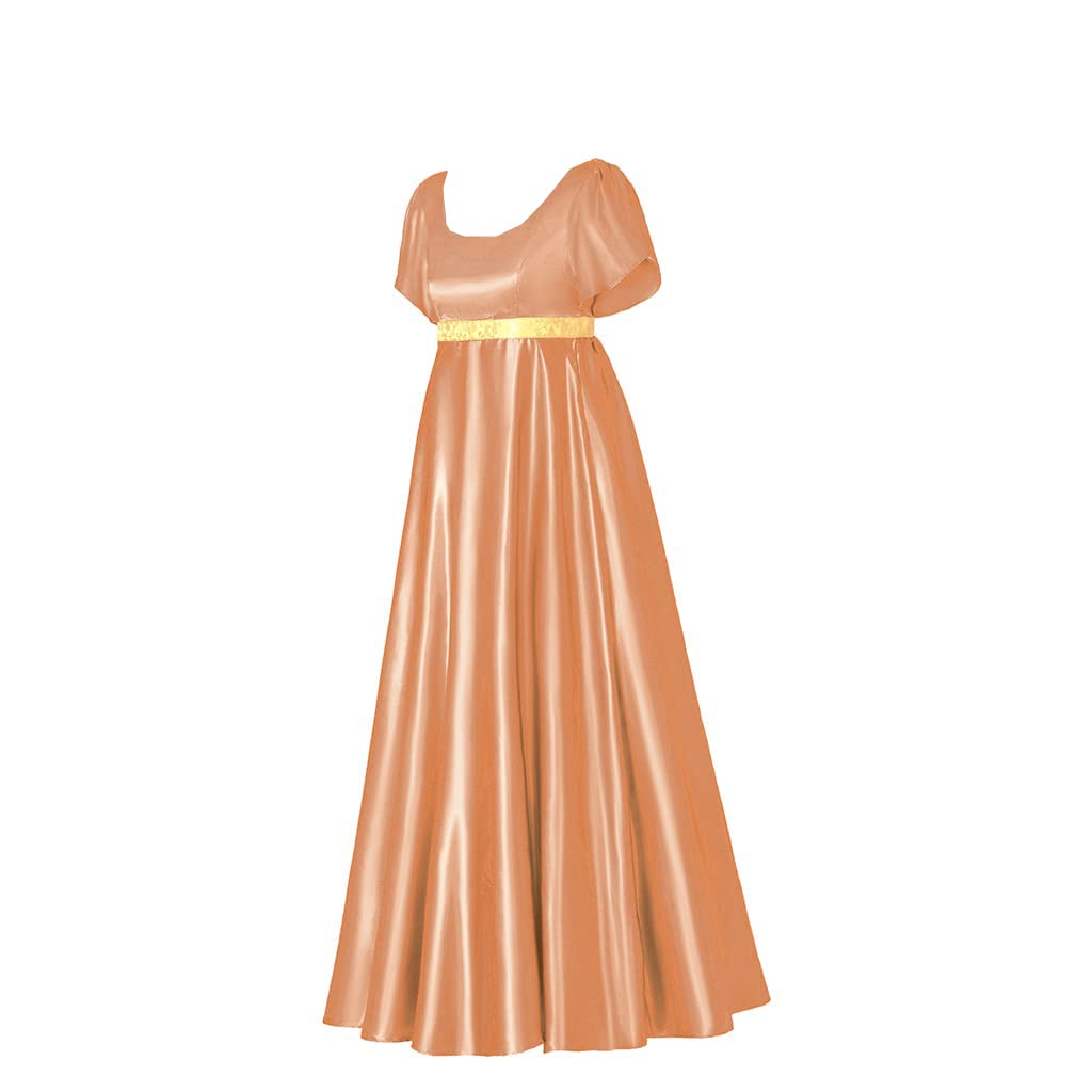 kinstell Robe Regency pour femme années 1800 en satin vintage avec ceinture