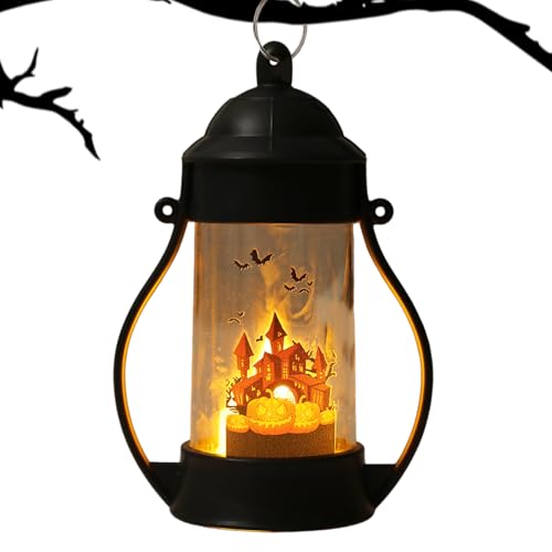 Linterna de vela de Halloween – linterna LED calabaza cráneo accesorio de fotos – Decoración de mesa con pilas para fiesta salón jardín porche dormitorio exterior