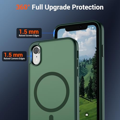 Image of SUPFINE Magnetic for iPhone XR Phone Case Forest Green | Translucent Matte, Compatible with MagSafe, Military Grade Drop Proof, Rugged Shockproof Protective