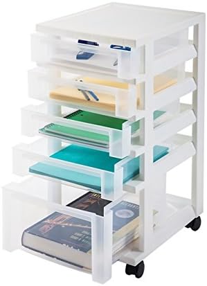 IRIS USA MC-341-NS Storage Cart, 5 Drawer/WHT CLR, White