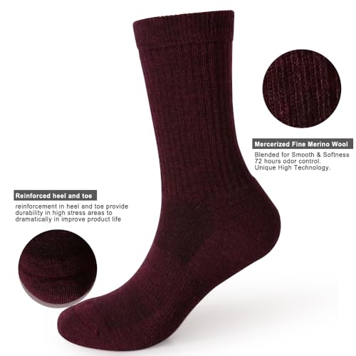 Image of EnerWear 4 Pack Women's Merino Wool Outdoor Hiking Trail Crew Sock