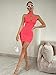 BEAGIMEG Women's Sexy Bodycon Sleeveless Criss Cross Ruched Halter Mini Dress Party Club Dress fluopink