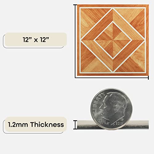 Image of Nexus Self Adhesive 12-Inch Vinyl Floor Tiles, 20 Tiles - 12 inch x 12 inch, Wood White Border Parquet Pattern - Peel & Stick, DIY Flooring for Kitchen, Dining Room, Bedrooms & Bathrooms by Achim Home Decor
