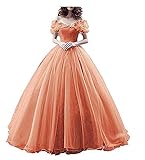 Datangep Women's Coral Floor Length Puffy Princess Quinceanera Dress for Sweet 16 US10