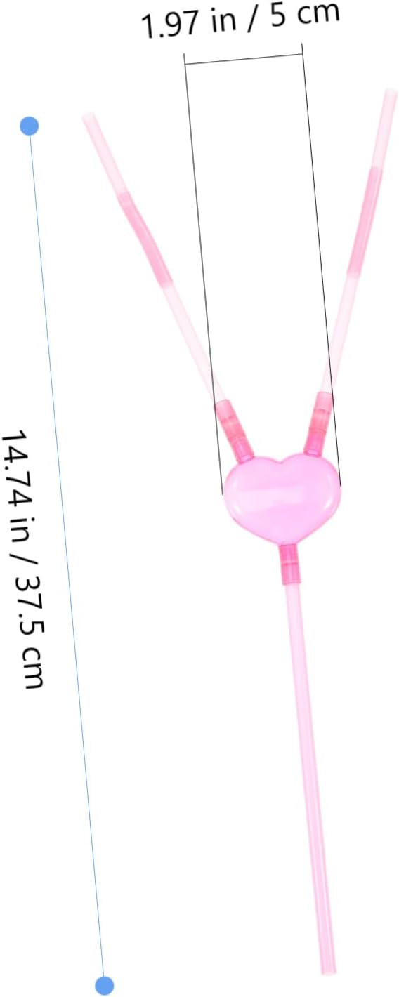 FOMIYES 20pcs Heart-shaped Double- Straws for Couples Valentine Day Party Drinking Straws Novelty Decor for Birthdays Engagements Weddings Fun Drink Accessories