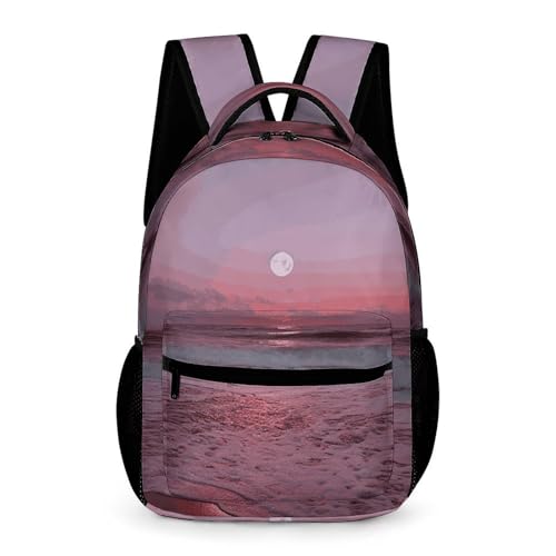 Purple Moon Backpack for Men Women, Durable Small Backpack Casual Lightweight Daypack for Travel Bag