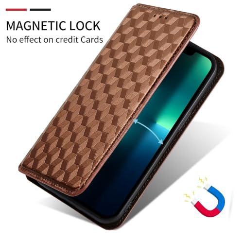 Étui iPhone 13 marron antichoc à clapet pour éviter les rayures