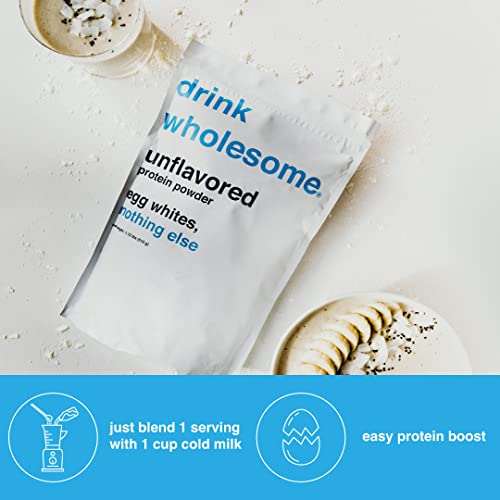 Drink Wholesome Unflavored Egg White Protein Powder | Easy To Digest & Gut Friendly | All Natural Ingredients | Minimally Processed | Dairy Free | No Additives, No Lactose | 20G Protein #TOP2