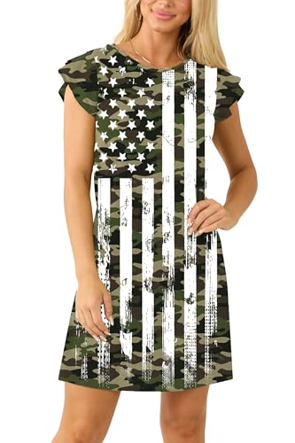 Image of AOBUTE Womens 4th of July Dress American Flag Party Dresses USA Parade Mini Dress