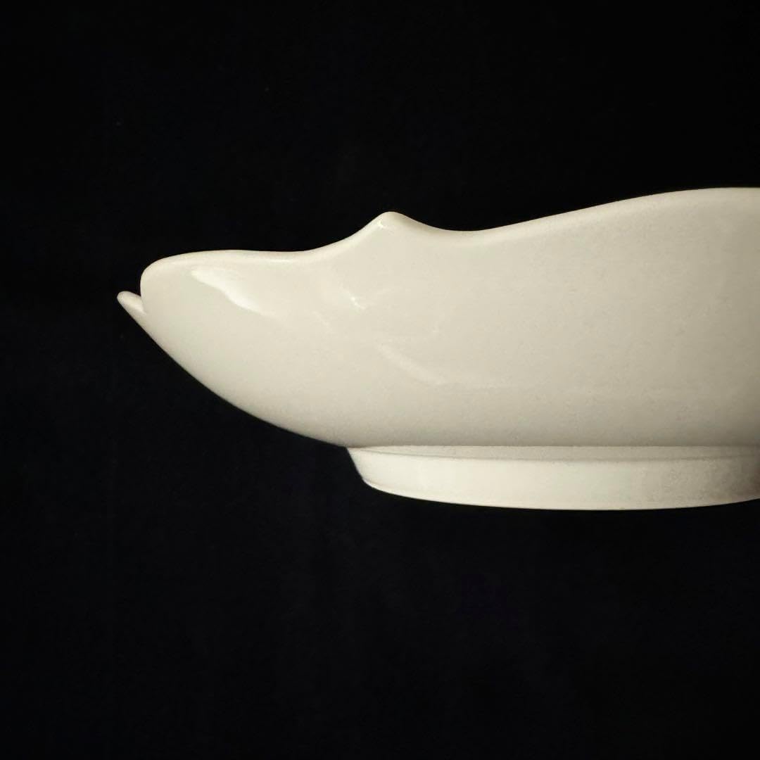 人間国宝 井上萬二 白磁彫文 皿 菓子鉢 ボウル ※海外発送の場合、木箱