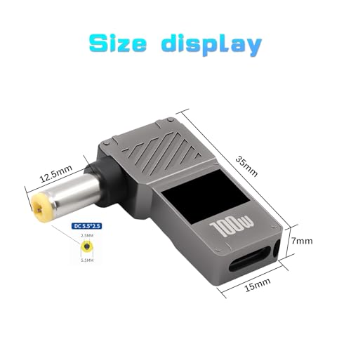Convertidor USB C a CC 12V Danfetsoy con pantalla digital y diseño de 90 grados para router y PC 7